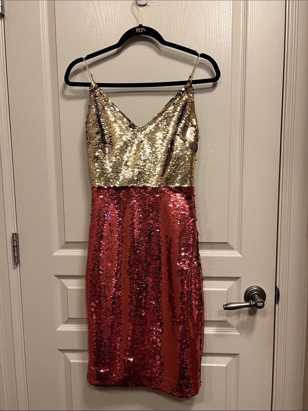 Marciano Gold & Red Sequin Midi dress - Excellent condition